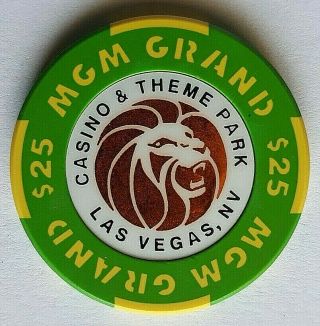 $25 Mgm Grand Casino & Theme Park - Las Vegas Casino Chip