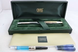 Vintage Cross Century Ii Lustrous Chrome Medium Fountain Pen,  Cased