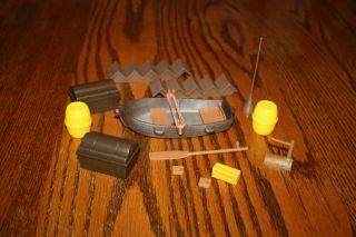 Playmobil Pirate Ship Parts And Fishing Boat,  Barrels,  Treasure Chests,  & Parts