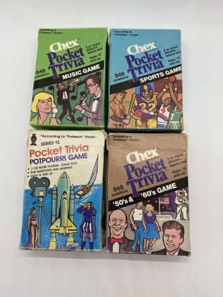 Set Of 4 Vintage 1984 Professor Hoyle Pocket Trivia Game Chex Cereal