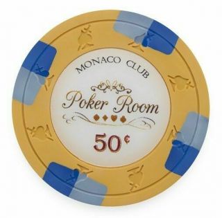 100 Orange 50¢ Cent Monaco Club 13.  5 Gram Clay Poker Chips Buy 3 Get 1