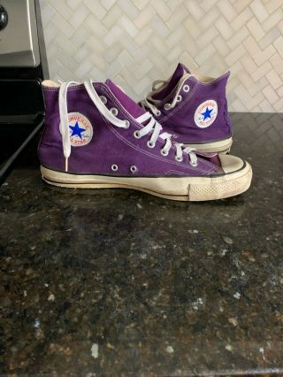 Vintage Converse Chuck Taylor All Star Mens 11 Canvas High Lace Up Purple