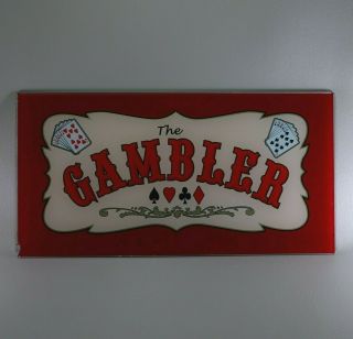 Vintage Very Rare " The Gambler " Casino Slot Machine Belly Glass Sign 19 "