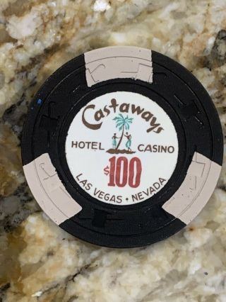 Vintage 2nd Issue Castaways Las Vegas Casino $100 C&j Th&c Mold Chip -