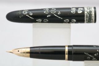 Vintage Sheaffer Skripsert Xxiv Petit Point Silver On Black Fountain Pen