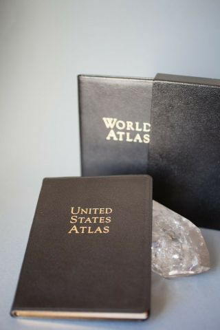 Vintage Luxury Tiffany And Co.  Leather Bound Atlas Set (world & Us) In English