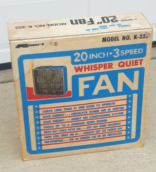 Box Fan Kmart K - 223 3 Speed 20 Inch Whisper Quiet K223 Vintage W/ Box