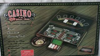 Casino 3 In 1 Wood Game Table Craps Roulette Black Jack Roulette Wheel Chips