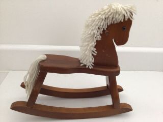 Vintage Wooden Toy Rocking Horse - Display For Dolls,  Teddy Bears Etc