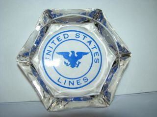 United States Lines Glass Ash Tray