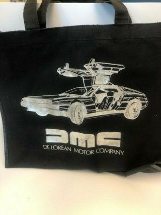 Dmc Delorean Motor Company Tote Bag Silver Imprint Rare Vintage Bag