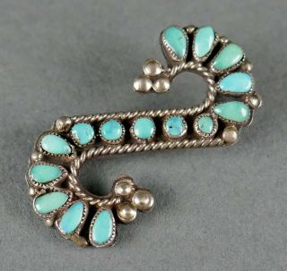 Fine Old Sterling Silver Navajo Indian Petit Point Turquoise Small Brooch Pin
