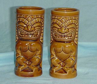 Vintage Orchids Of Hawaii Tiki 2 Mugs R - 71 Mai - Tai Glass Tumbler Vase Pottery