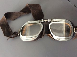 Vintage Stadium Militaria Flying Or Motorcycle Goggles Glass Lenses
