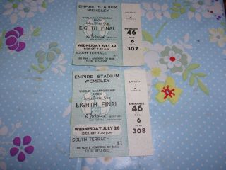Vintage Football 2 Ticket Stubs From Eighth Final World Champonship 1966 July 20