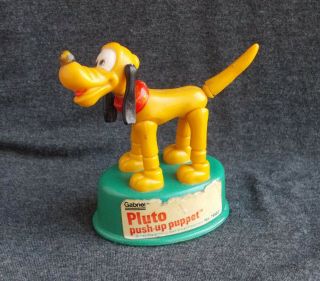 Vintage Pluto Disney Push - Up Puppet Collapsing Toy Hong Kong 1977 Figure