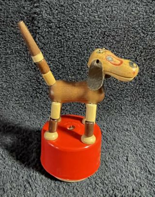 Vintage Happy Snappy Wood Dog Push Puppet Toy 114 Kohner Product Pat.  2,  421,  275