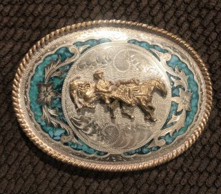 Vintage Alpaca Mexico - Bull Riding Belt Buckle