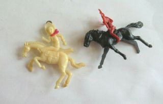 Vintage Cowboy On Bucking Bronco Plastic Vending Charm & Indian On Horse No Ring