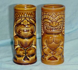 Vintage Orchids Of Hawaii Tiki 2 Mugs R - 71 74 Mai - Tai Glass Tumbler Vase Pottery