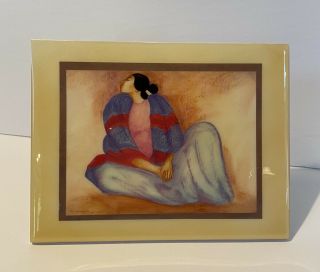 Rc Gorman Navajo/diné Crystal Tile Wall Decor Southwest Woman With Blanket