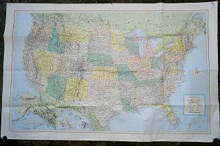 United States Of America Wall Map Rand Mcnally Cosmopolitan Series 52 X 34 1960s
