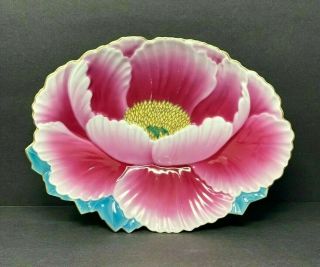 Vintage Fukagawa Arita Hand Painted Japan Lotus Flower Porcelain Dish Realistic