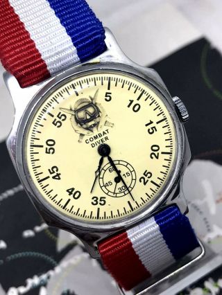Vintage Watch Pobeda Kombat Diver Russian Men`s Soviet Mechanical Watch Ussr