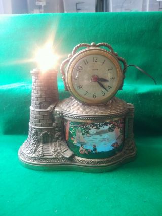 Vintage United Clock Corp.  Light House Motion Lamp Nautical Missing Light Top