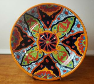 Talavera Bowl Large Mexican Pottery Platter Dish Serving Folk Art 10 " Casserole