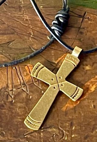 Vintage 1980s Robert Lee Morris Brass Cross Pendant 3