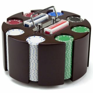 11.  5 Gram Suited Poker Chip Set In Wooden Carousel Case