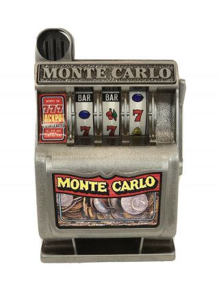 Vintage Slot Machine Mini Metal Coin Bank Las Vegas Toy Game Jackpot