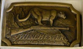498 J - - Buckle Belt Winchester Rifle 1976 Collectible Indiana Metal Craft 2