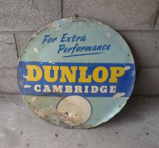 Vintage Dunlop Cambridge Tyre Sign,  23 1/2 Inch Wide,  Hard Board Some Damage,  Rare