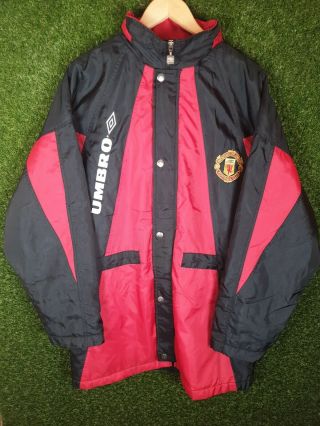 Vintage Manchester United 1992 - 93 Umbro Sharp Football Bench Coat Size Medium
