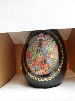 Palekh " The Scarlet Flower " Fairy Tale Porcelain Lacquer Egg 368a