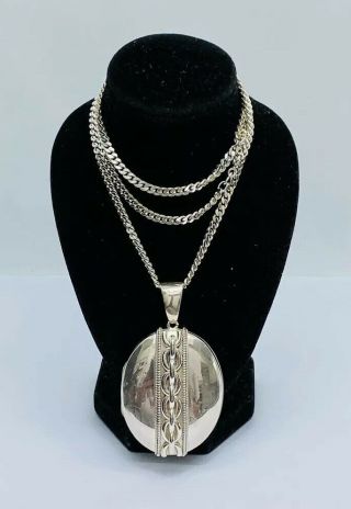 Stunning Vintage Sterling Silver 925 Necklace With Gorgeous Locket Pendant 41.  63