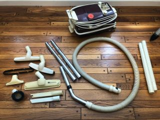Vintage Eureka Canister Vacuum Cleaner Model 3711 Rare W/ Attachments