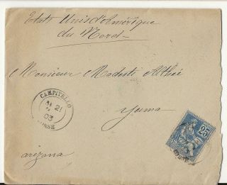 1903 Letter/cover Campitello Corsica To Yuma Arizona Territory,  Althee Modesti