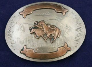 Comstock Silversmiths German Silver Rodeo Prize Belt Buckle