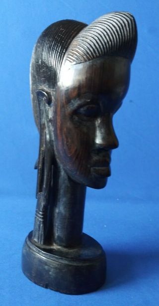 African Lady Carved Ebony Wood Primitive Wooden Figure Tribal Folk Art Carving