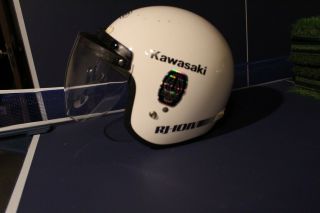 Kawasaki Vintage Motorcycle Helmet White Size Medium