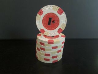 10 Paulson Classic $1 Casino Poker Chips Rare