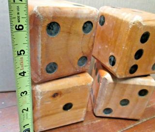 Four Vintage Large Wooden Dice Collectible Gambling Game Collectible Folk Art