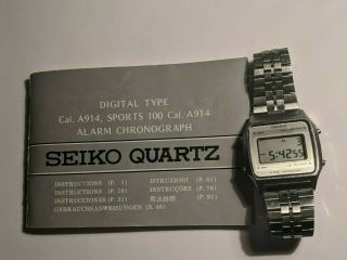 Rare Vintage Seiko A914 - 5a09 Lcd Alarm Chronograph Watch Great $69 Obo