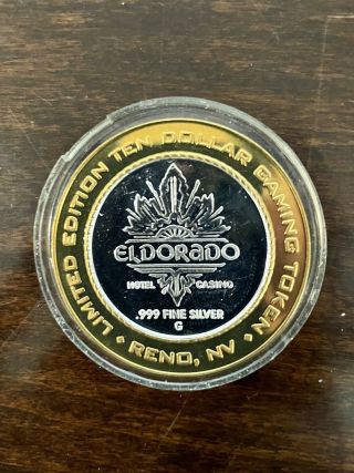 El Dorado Hotel Casino Reno Nv $10 Ten Dollar.  999 Fine Silver Gaming Token Coin
