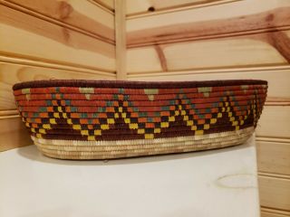 Authentic Handmade African Coiled Grass Weaving - Oblong Bowl Tray Basket