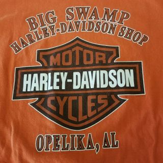 Harley Davidson Motorcycles 2008 Hd Large Mens Big Swamp Shop T Shirt Opelika Al