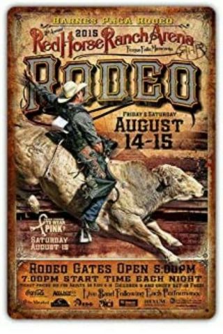 Western Cowboy Rodeo Horses Bulls Saddle Bucking Vintage Metal Tin Sign 8 X 12
